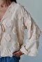 Lace Closure Tassel Patterned Shirt Beige 9360 - 3