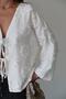 Lace Closure Tassel Patterned Shirt White 9360 - 6