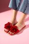 Vedora Red Fabric Rose Accessory Slippers - 3