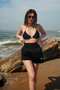 Women's Laser Cut Cat Printed Sea/Pool/Beach Shorts with Inner Leggings - 2