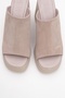 Nola Stone Suede Genuine Leather Women's Platform Heeled Slippers - 2
