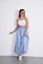 Premium Elastic Waist Long Poplin Skirt with Floto Pocket (90cm) - 4