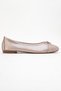 02 Dark Beige Glitter Genuine Leather Women's Ballerina Shoes - 6
