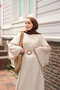 Women's Bat Sleeve Waist Tie Dress Beige - 7