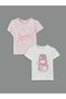Lcw Crew Neck Printed Girl's T-Shirt 2 Pack Fashion