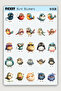 Cute Bird Sticker Set - 50 Sticker Stickers - 3