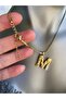 Letter m Stainless Steel Necklace 40+5 cm - 4