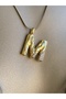 Letter m Stainless Steel Necklace 40+5 cm - 2