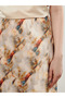Soulife Beige Elastic Waist Patterned Skirt - 3