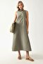Mixray Collection Crew Neck, Sleeveless A-Form Maxi Dress - 5