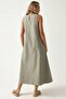 Mixray Collection Crew Neck, Sleeveless A-Form Maxi Dress - 3