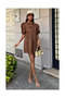 Women's Brown Bow Tie Dress - 5