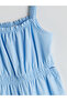 Blue Square Collar Girl's Jumpsuit - 4