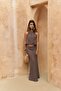 Malmvira Soft Brown Linen Crop Skirt Set