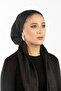 New Design Adjustable Bonnet Scarf - Black Glitter, Adjustable Neck Elastic, Non-Slip Velvet Ribbon - 2