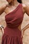Mharia Asymmetric Detail Tile Long Linen Dress - 8