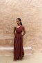 Mharia Asymmetric Detail Tile Long Linen Dress - 5