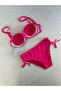 Women's Fuchsia Stone Embroidered Lined Bikini Suit Hzl25S-Lc3361 - 7