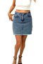 Women's Classic Denim Color Blue Pocket Mini Skirt