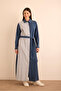 Navy Blue Striped Garnished Cotton Shirt Dress - 6