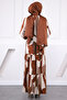Brown Half Button Skirt Layered Dress - 3