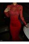 Asra Tulle Detail Sparkly Evening Dress Red 583080 - 2