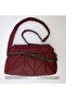 Burgundy Color Chain Detail Hand and Shoulder Bag - 3