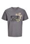 Men's Crew Neck Logo Printed T-Shirt Gray - 2