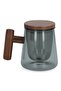 Bien Servi Tea Separation Cup with Ergonomic Handle and Lid Transparent Black and Brown - 2