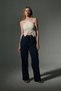 Elastic Waist, Relaxed Fit, 100% Cotton Jean Women's Palazzo Pants @Aveiro - 8