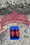 Alexa Red Bridal Henna Crown Special Occasion Accessory Women's Crown and Thin Shuttle Earrings Set