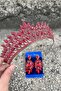 Alexa Red Bridal Henna Crown Special Occasion Accessory Women's Crown and Three Shuttle Earrings Set - 2