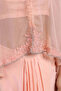 Peach Embroidered Women Cape Dhoti Set - 3
