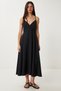 Strappy Backless Summer Linen Dress Black Lfg0006 - 3