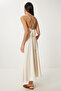 Strappy Backless Summer Linen Dress Cream Lfg0006 - 5