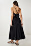 Strappy Backless Summer Linen Dress Black Lfg0006