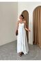 White Thin Strap Tie Detail Long Dress - 4