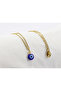Minimal Navy Blue Glass Evil Eye Beaded Necklace, Gift Necklace (60 cm) - 4
