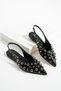 Women's Rozi Black Patent Leather Ballerina Platinum Trop Detailed Open Back - 3