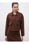 Shirt Collar Women's Suede Look Jacket