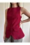 Buttoned Double Fabric Brown/Burgundy Vest - 4