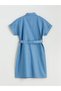 Rmz farkiyla indigo shirt collar belted jean dress - 6