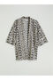 Black Shawl Collar Oversize Muslin Women's Kimono - 4