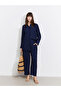 Navy Blue Textured Krinkle Women's Shirt Tunic - 2