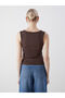 Brown U-Neck Women's Undershirt - 4