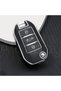 Peugeot Compatible 208, 301, 307, 308, 508, 2008, 3008, Partner Silver Edge Tpu Key Case Cover (Black)