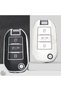 Peugeot Compatible 208, 301, 307, 308, 508, 2008, 3008, Partner Silver Edge Tpu Key Case Cover (White) - 7