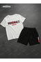 Original Streetwear Printed Cotton Fabric Men's White T-Shirt-Black Shorts Set - 3