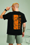 Lenithra Naruto Anime Back Printed Unisex Oversize Black T-Shirt