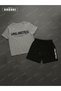 Wavy Unlimited Printed Cotton Fabric Men's Gray T-Shirt-Black Shorts Set - 3